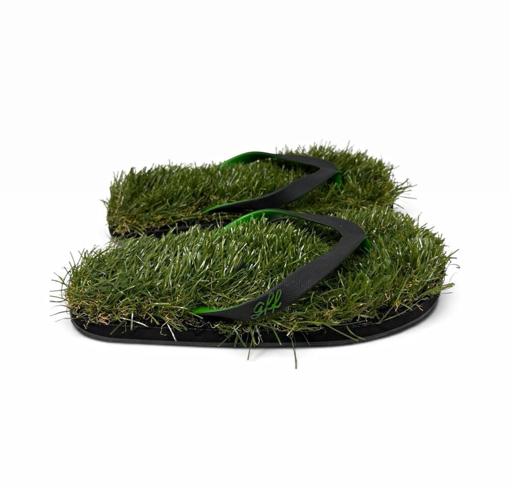 GFF Grass Flip Flops Novelty Unique Faux Grass Unisex Sandals Wm 10.5 / Men 9